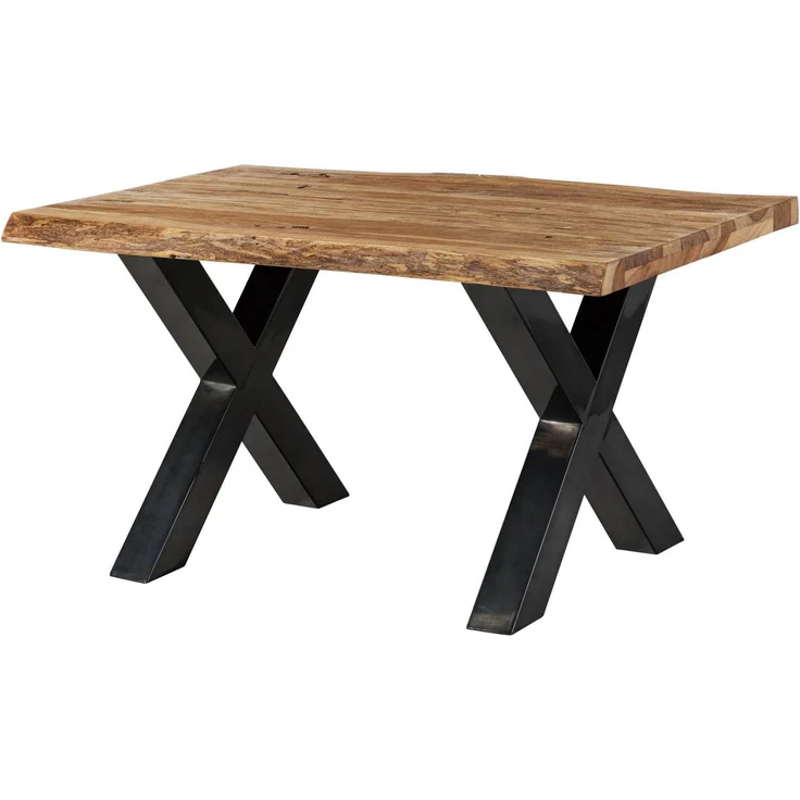 Baumtisch Sheesham 160x90x77 natur sandgestrahlt / X-Beine anthrazit glänzend FREEFORM 5 – Bild 1