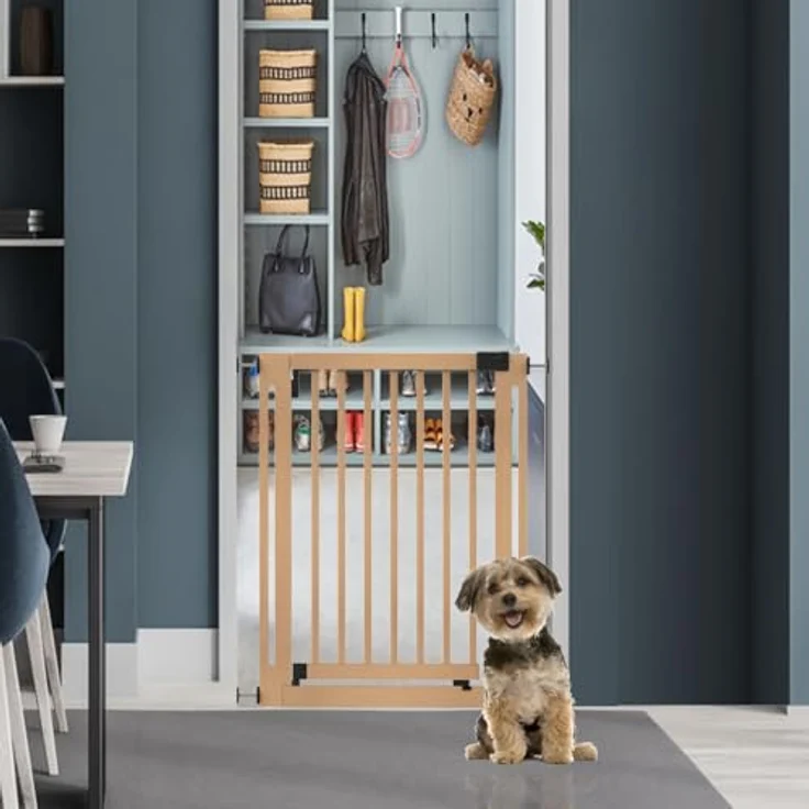 Bettacare Naturholz Elegance Treppenschutzgitter, Natur, 71cm - 79cm, Druckmontage Sicherheitsgitter, Sicherheitsgitter für Welpen, Hunde und Haustiere, Einfache Installation – Bild 2