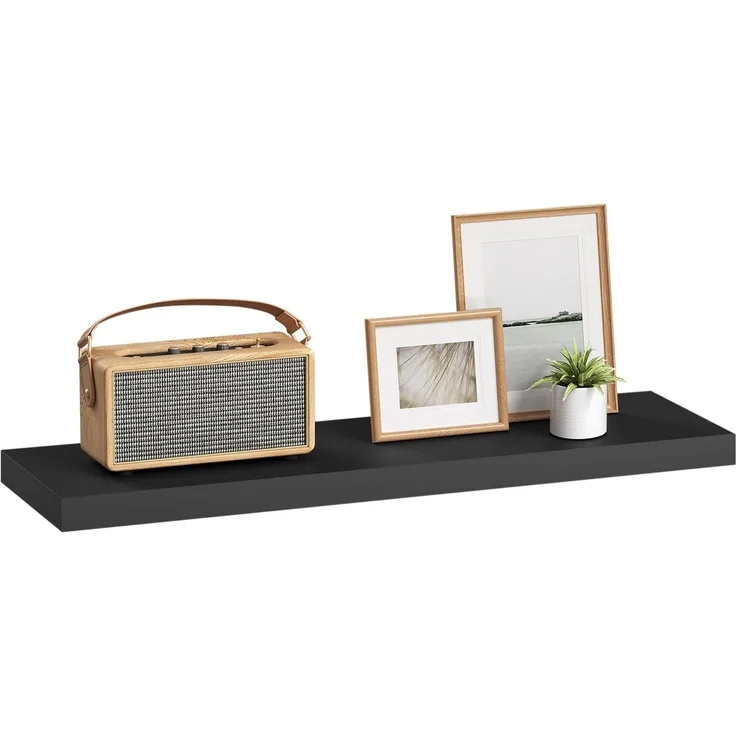 eSituro Wandregal, schwebendes Regal für Wandmontage, Schweberegal Hängeregal Wandbrett im Wohnzimmer Schlafzimmer Küche Badezimmer, schwarz modern, MDF, 80 x 3,8 x 22,9 cm – Bild 1