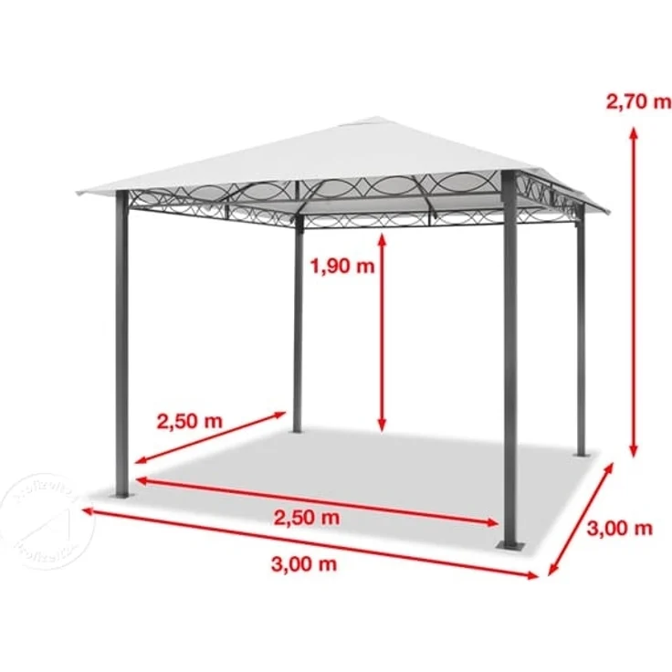 Gartenpavillon 3x3 m wasserdicht PREMIUM Pavillon mit 4 Seitenteilen Gartenzelt ca. 220g/m² Dachplane in creme Partyzelt – Bild 10