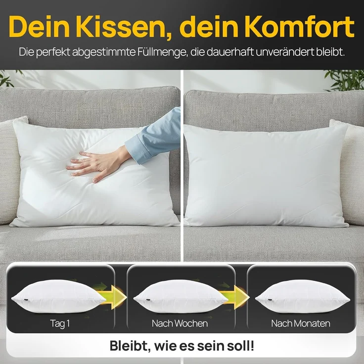 LILENO HOME Kopfkissen 30x40 (1er Set) – 95 °C waschbar, Oeko-Tex & Made in DE – Allergiker Kissen 30x40 für himmlischen Schlaf – Haut schmeichelndes & geruchsfreies Pillow – Bild 3