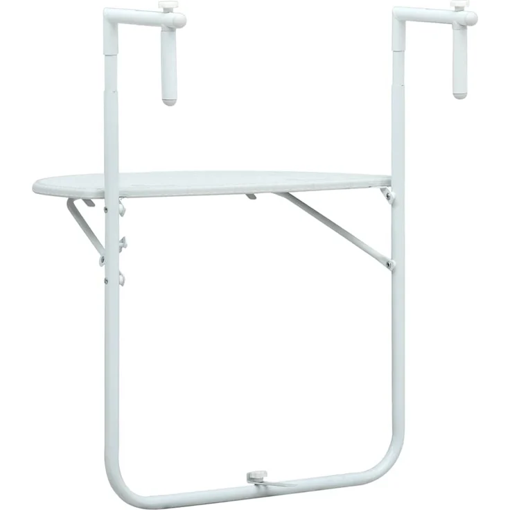 Balkonhängetisch, Balkontisch Weiß 60 x 64 x 83,5 cm Kunststoff Rattan-Optik – Bild 4