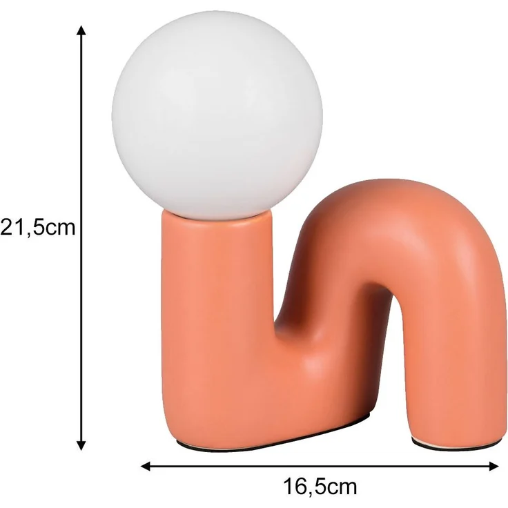 Tischleuchte QUINN Keramik Apricot, Glas Weiß, Höhe 21,5cm – Bild 4