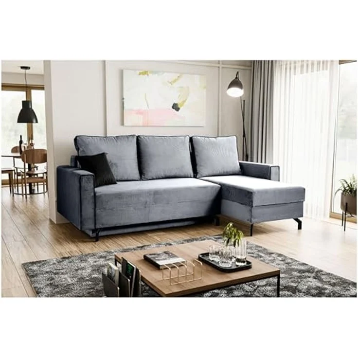 Ecksofa (B/H/T: 230x89x148 cm) in Blau-grau – Bild 2