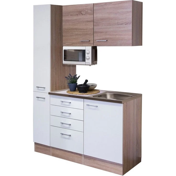 Flex-Well Küchenzeile Samoa, Gesamtbreite 130 cm, mit Apothekerschrank und Mikrowelle etc. – Bild 5