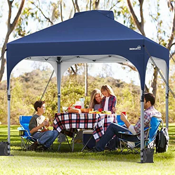 YITAHOME 3X3 wasserdichte Pavillon Faltpavillon, Faltbarer Pop up Pavillon Outdoor Anti-UV Gartenpavillon Höhenverstellbarfür Alle Jahreszeiten Für Party Camping Märkte Pool Festival, Blau – Bild 2