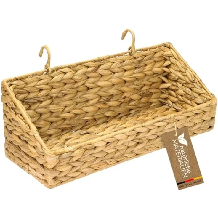 HMF Hängeaufbewahrung Hängekorb geflochten aus Wasserhyazinthe, Aufbewahrungskorb zum Aufhängen, 40 x 15 x 15 cm – Bild 1