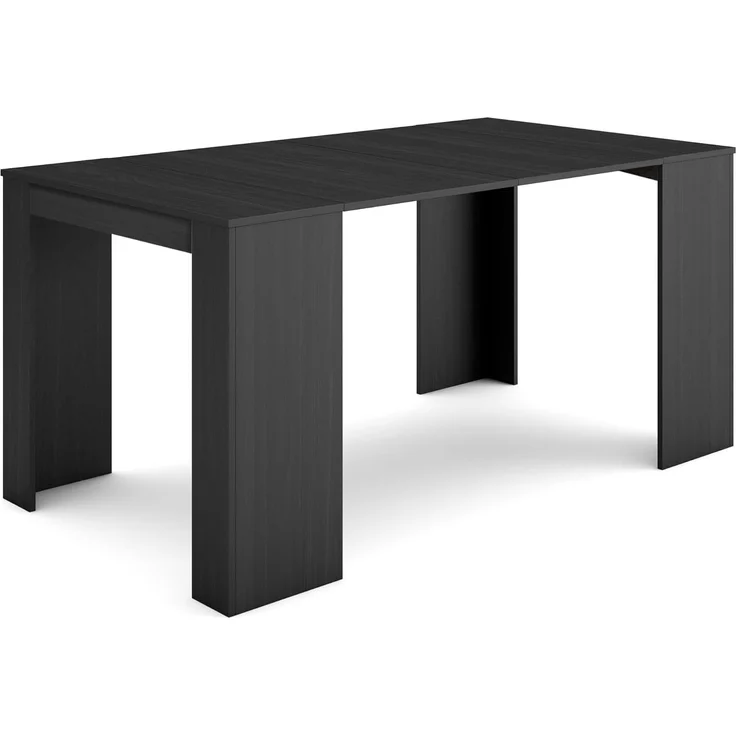Skraut Home | Ausziehbarertisch | Multifunktionaler ausziehbarer | 160 | Für 8 Gäste | Esszimmertische | Moderner Stil | Schwarz