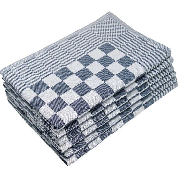ZOLLNER 6er Set Geschirrtücher, 65x65 cm, 100% Baumwolle, blau kariert – Bild 1