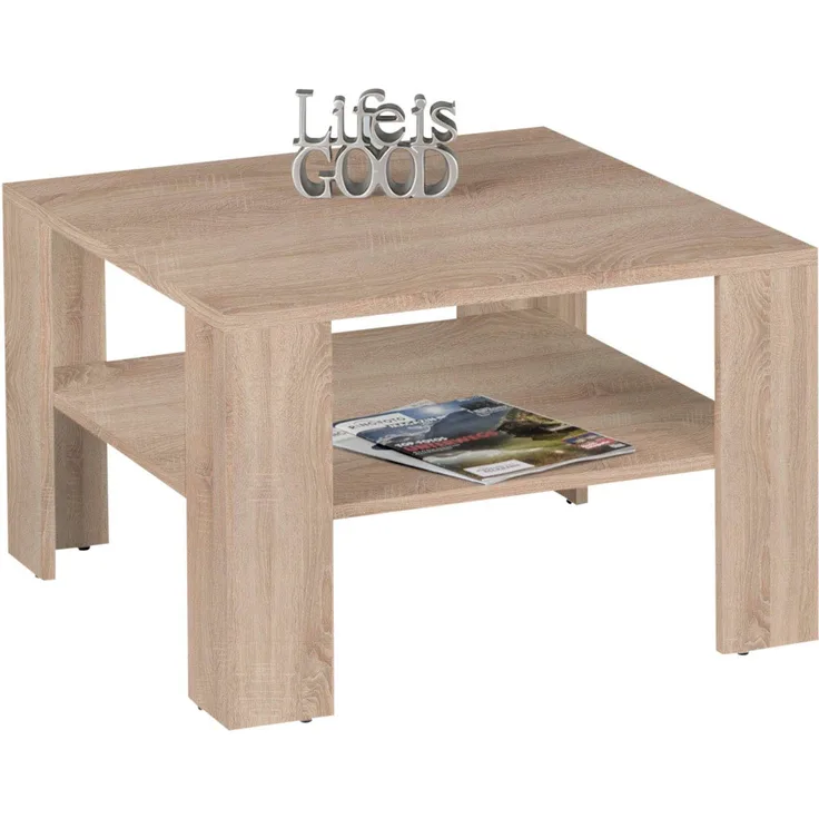 Stella Trading 'Joker Mini' Couchtisch mit Ablage, Eiche Sonoma, 70 x 44 x 70 cm