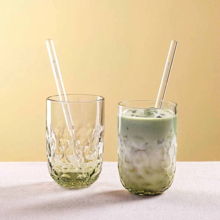 Leonardo GOCCE Matcha Latte Glas (2) 390 ml mit Glastrinkhalm 2er Set – Bild 5