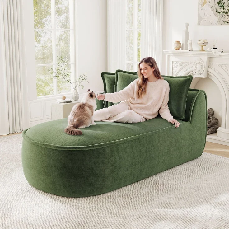 ZUBALIYA SchlafSofa mit Chenille - Bezug, mit breiten Armlehnen, mit Schaumstoffpolsterung, aus Chenille, für Wohnzimmer und Apartments – Bild 3