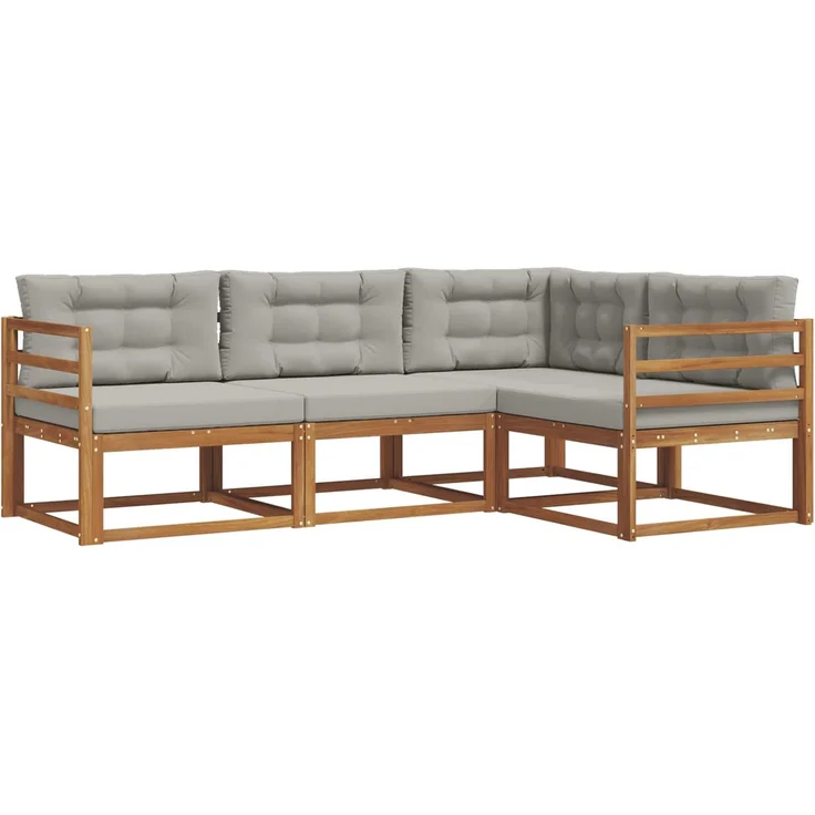 vidaXL Outdoor-Sofagarnitur 4 stk. 4-Sitzer Natur und Hellgrau 3367494 – Bild 2