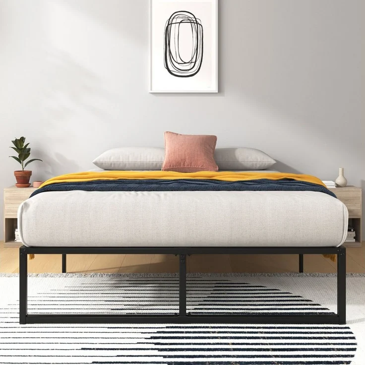 ZINUS Bettgestell Lorelei, moderner Bettrahmen mit integriertem Lattenrost, Gästebett (Packung, 1-tlg, Metallbett, Schwarz, 140x200 cm), Kinderleichter Aufbau, ohne Matratze – Bild 3