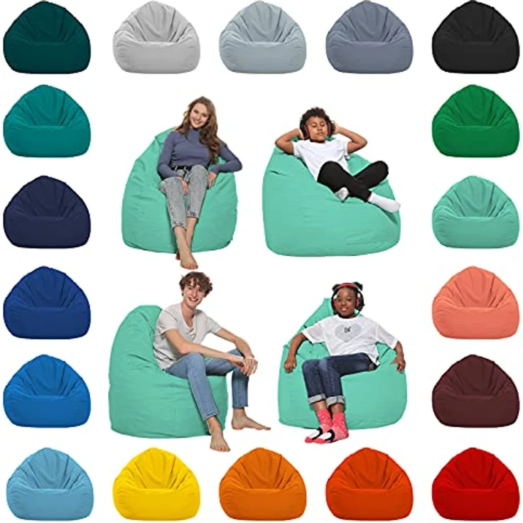 HomeIdeal - Sitzsack XXL Bodenkissen für Erwachsene & Kinder - Geeignet für Gaming oder Entspannen - Indoor wie Outdoor da er Wasserfest ist - mit EPS Perlen, Farbe:Pacificblau, Größe:XXXL – Bild 2