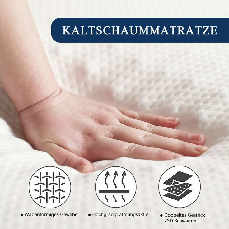 Kaltschaummatratze faltbar, Härtegrad 3, 140x200cm/140x100cm, SOFTWEARY, 10 cm hoch, waschbarer Bezug – Bild 4