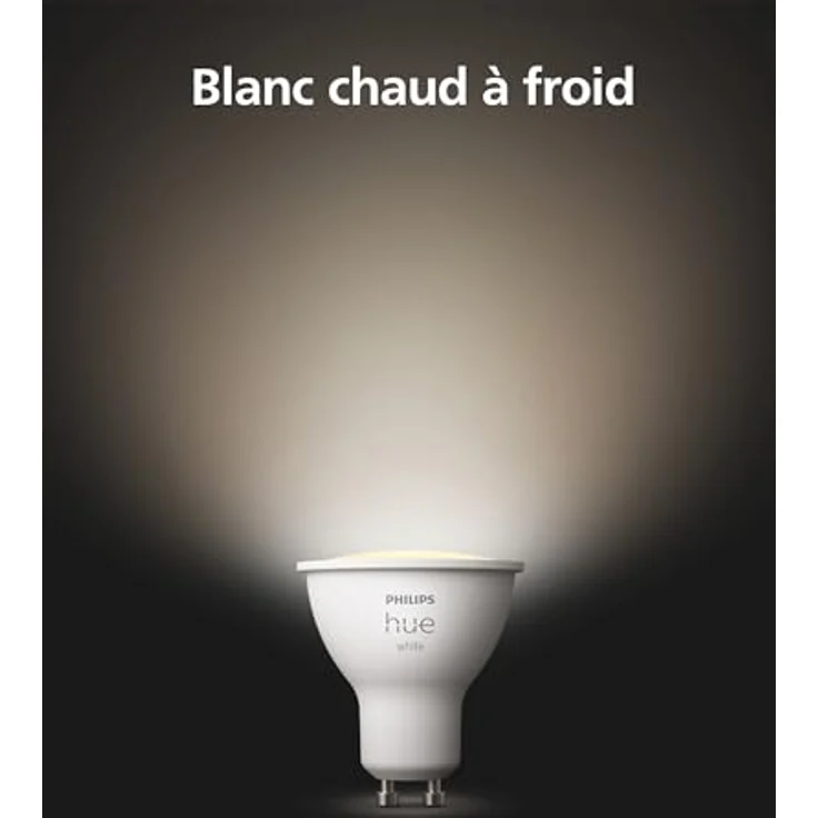 Philips Hue GU10 Spot LED-Leuchtmittel, 4,2 W, 400 lm, dimmbar, warmweiß, Einzelpack – Bild 2