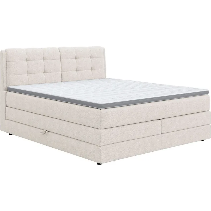 COTTA Boxspringbett FORT II, Stauraum- und Familien-Bett mit Bettkasten & TFK-Matratze, inkl. Topper, softer Strukturstoff, 160-240 cm x 200 cm