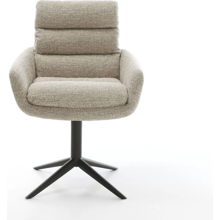 Drehstuhl Abelia-Flex mit Armlehnen Webstoff Soft Beige Fußkreuz Schwarz 360° drehbar Wippfunktion – Bild 2