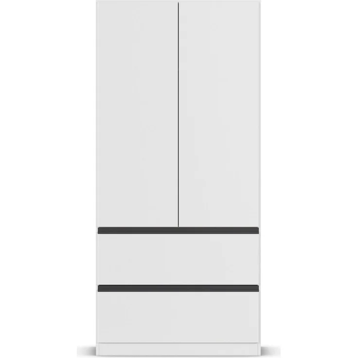 rauch Kleiderschrank, Drehtürenschrank COSTA, 2-türig, 2 Schubkästen, push-to-open, Alpinweiß, 91 x 197 x 54 cm – Bild 2