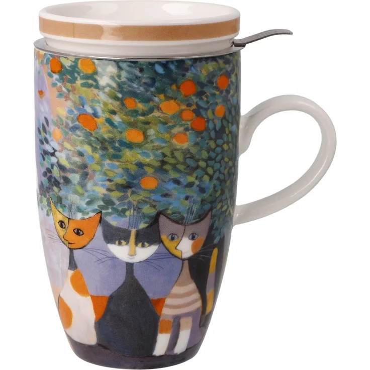 Goebel Teetasse mit Deckel und Sieb Rosina Wachtmeister - Tempi felici, Fine Bone China, Bunt, 0. 45 L, 66861321