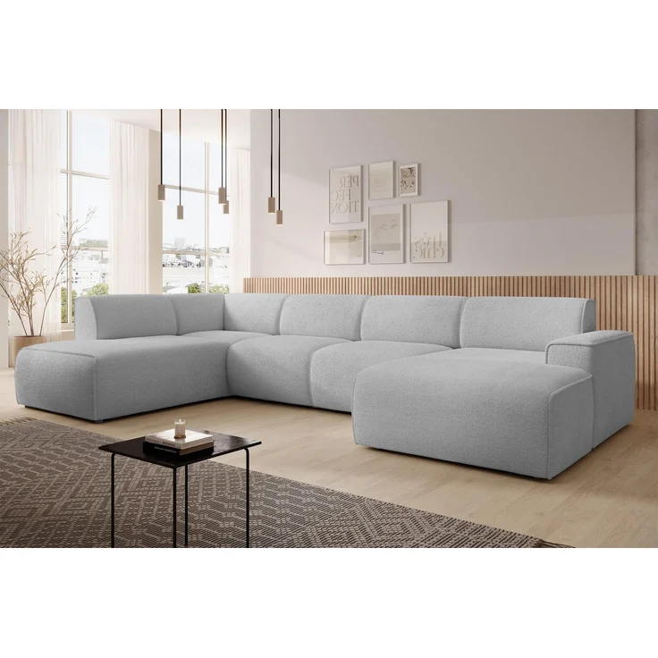 AX LIVING XXL Sofa U Form Didim Hellgrau 378cm breit modern & großzügig L – Bild 1