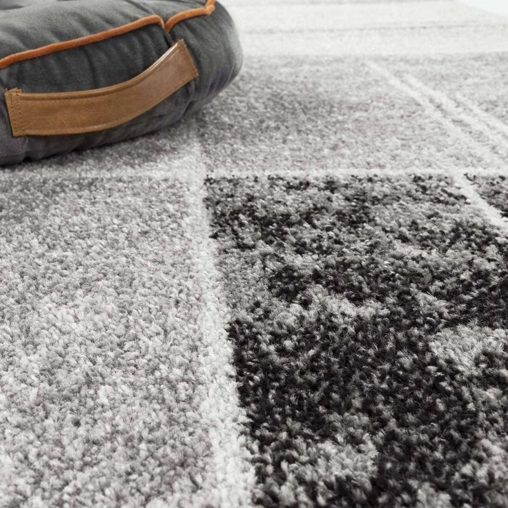 TaraCarpet Teppich Moderner Teppich Aragon 57 kariert modern, rechteckig, Höhe: 13 mm, kariert modern grau Wohnzimmer Schlafzimmer Esszimmer 080X150 cm – Bild 3