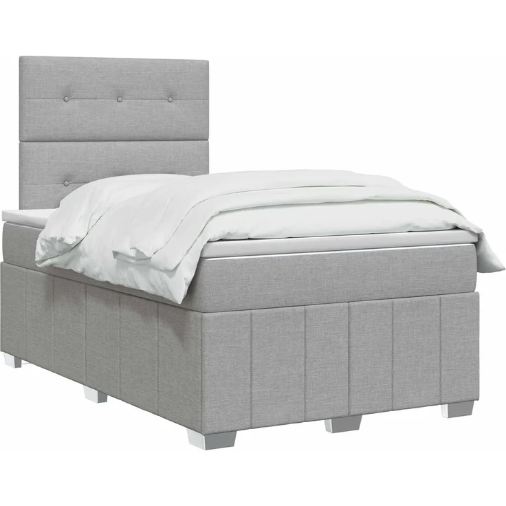vidaXL Boxspringbett mit Matratze Hellgrau 120 x 190 cm Stoff 3454092 – Bild 3
