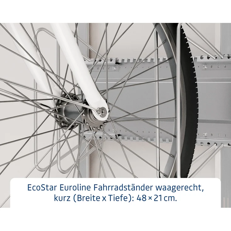 Hörmann Ecostar Fahrradhalter waagerecht für "Euroline" Gerätehäuser, silber, 48 x 21 cm (B x H) – Bild 2