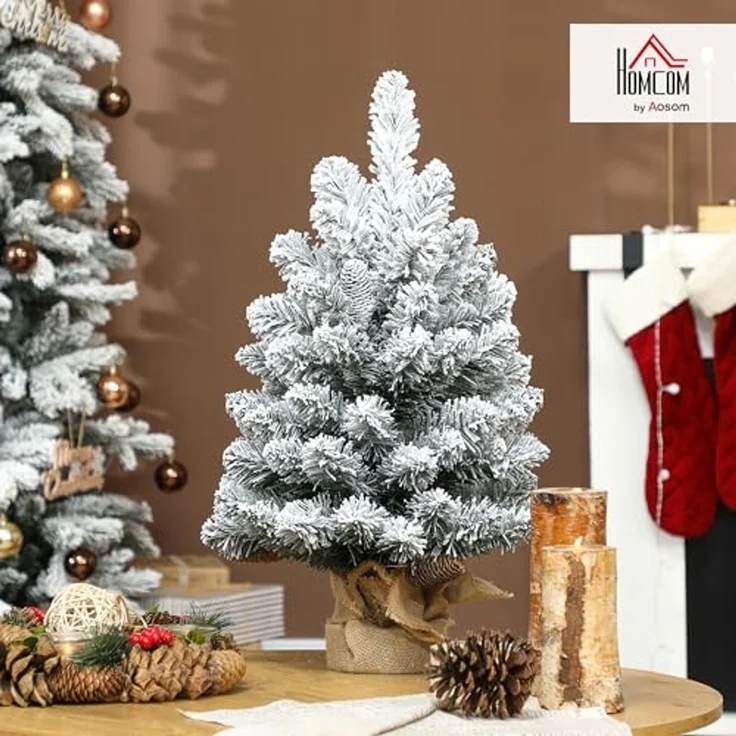 HOMCOM Künstlicher Weihnachtsbaum 72 Zweige, Tannebaum, Realistisches Aussehen, Grün+Weiß – Bild 2