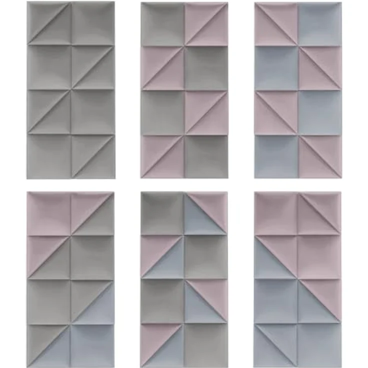 MOLLIS Polsterplatte, Dreieckiges und Dekoratives Wandpaneel, Geeignet als Bettkopfteil oder Aufprallschutz, Reduziert Schall und Verbessert Akustik, aus Schaumstoff, 30 x 30 cm, Grau – Bild 6