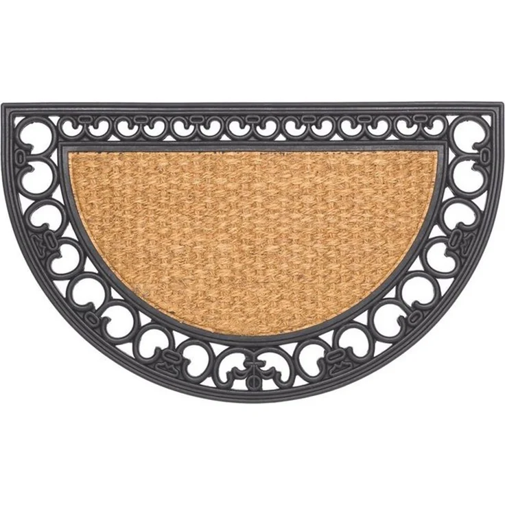 matches21 HOME & HOBBY Fußmatte Kokosmatte Zier-Rahmen natur halbrund als aussen Sauberlaufmatte, halbrund, Höhe: 10 mm, Rutschfeste Kokos-Türmatte als Outdoor Schmutzfangmatte 45x75 cm – Bild 2