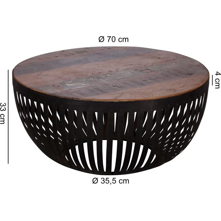 Wohnling 'Nishu' Couchtisch, Holz / Metall, 70 x 33 x 70 cm