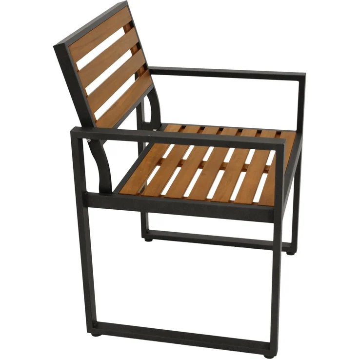 DEGAMO RAGUSA Gartengarnitur, Metall + Akazie, anthrazit/braun, 5-teilig (4x Sessel, 1x Tisch 150x80cm) – Bild 2