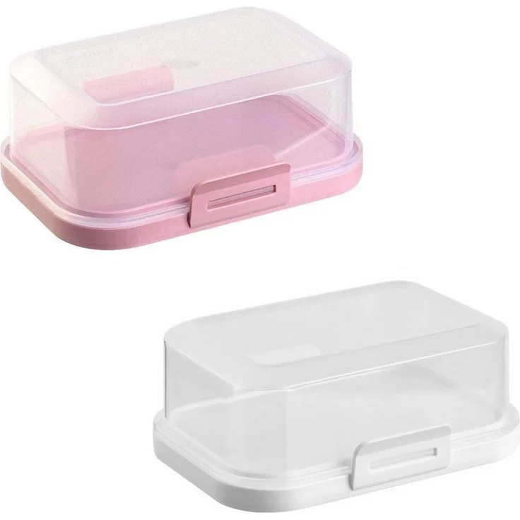 Engelland Butterdose Stapelbare Butter-/Käsedose, Kunststoff, (Vorteils-Set, 2-tlg, mit sicherem Klickverschluss), stapelbar, platzsparend, Ordnung im Kühlschrank, BPA-Frei, Mehrzweck – Bild 1