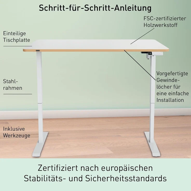 Leitz Ergo Schreibtisch 140x80 cm elekt. höhenverstellbar Erinnerungsf – Bild 7