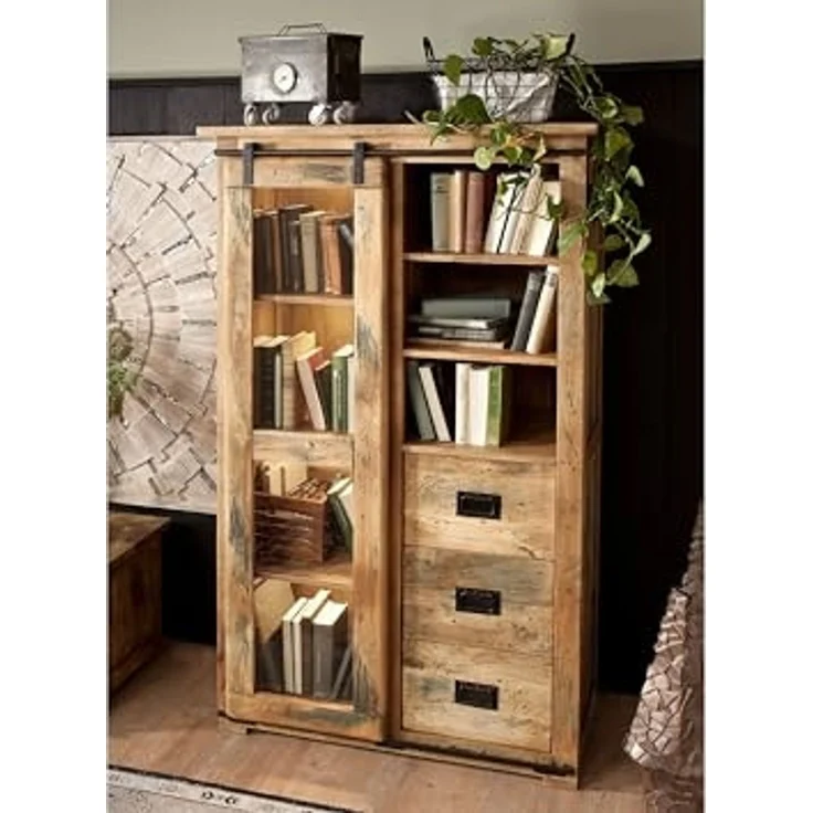 Vitrine Mango 100x45x175 natur lackiert RAILWAY #126 – Bild 6