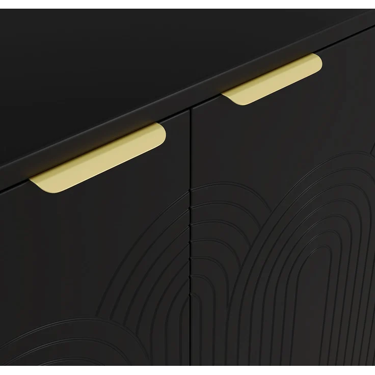 DESVIAE Sideboard mit 4 Türen und verstellbaren Einlegeböden 160x80x40 cm MDF Spanplatte Schwarz – Bild 5