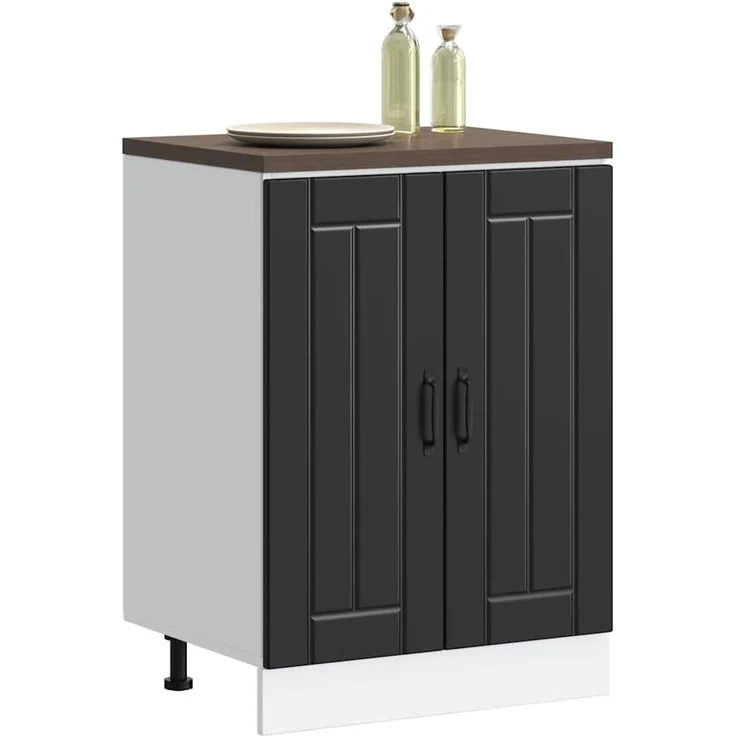 vidaXL Spülenunterschrank Lucca Schwarz Holzwerkstoff 853678 – Bild 2