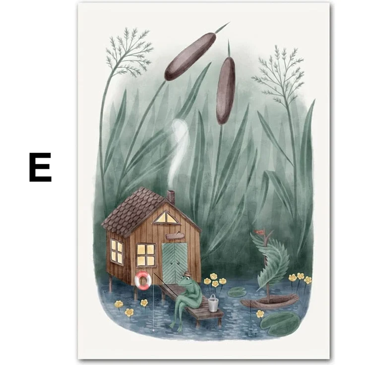 Frosch beim Angeln · Glühwürmchen Blume & schlafendes Eichhörnchen · Dekoprint ohne Rahmen - D / 60x90cm – Bild 6
