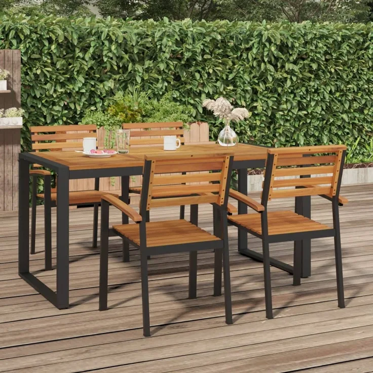 Gartentisch, Balkontisch mit Beinen in U-Form 160 x 80 x 75 cm Massivholz Akazie