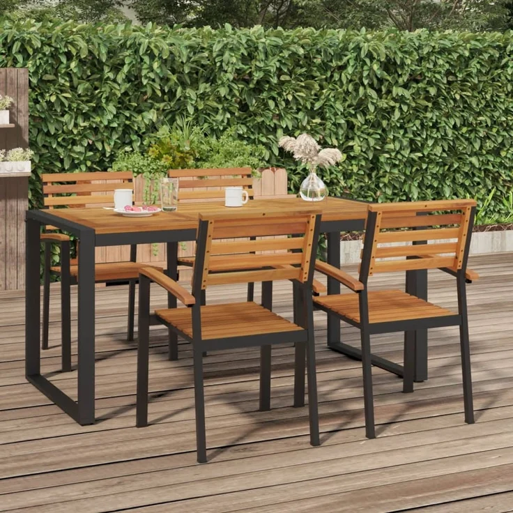 Gartentisch, Balkontisch mit Beinen in U-Form 160 x 80 x 75 cm Massivholz Akazie – Bild 1
