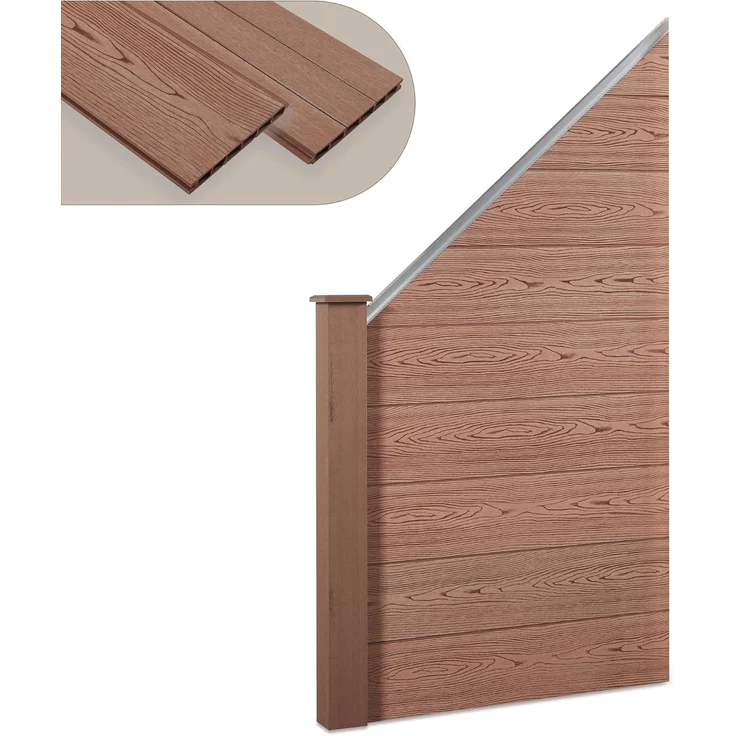 Gartenzaun Segovia 180x96 cm Schrägelement WPC Braun [neu. holz] – Bild 2