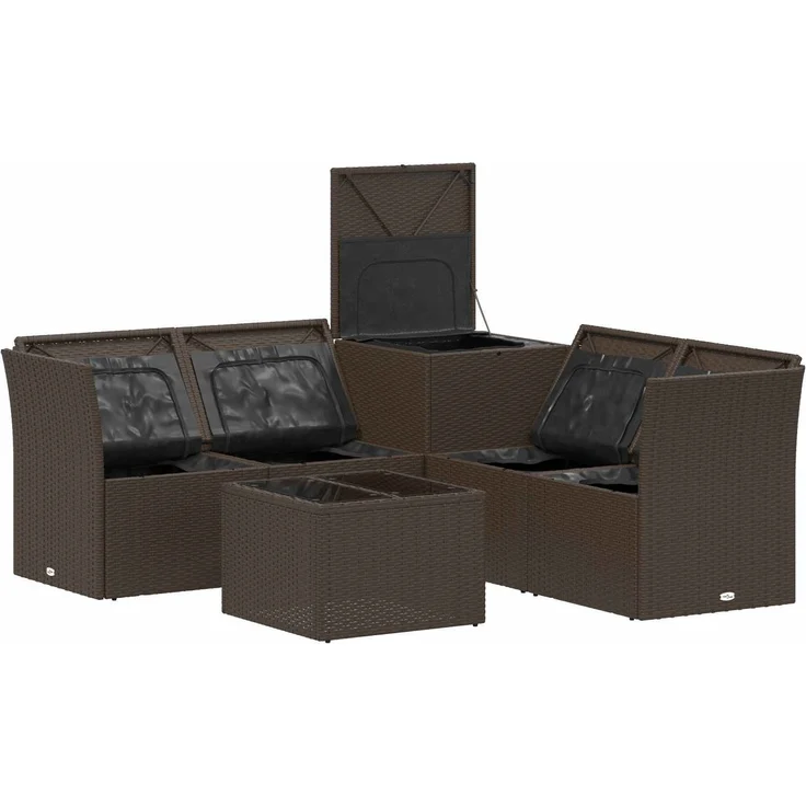 vidaXL Sofa Set 6 stk. Braun und Creme Weiß Polyrattan und Stahl 3447348 – Bild 7
