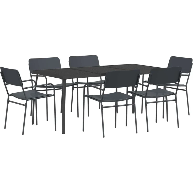 vidaXL Essgruppe 7 stk. Anthrazit 165 x 80 x 72 cm Stahl 3422863 – Bild 2