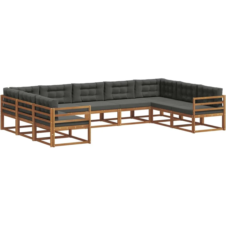 vidaXL Outdoor-Sofagarnitur 9 stk. 9-Sitzer Natur und Anthrazit 3368155 – Bild 2