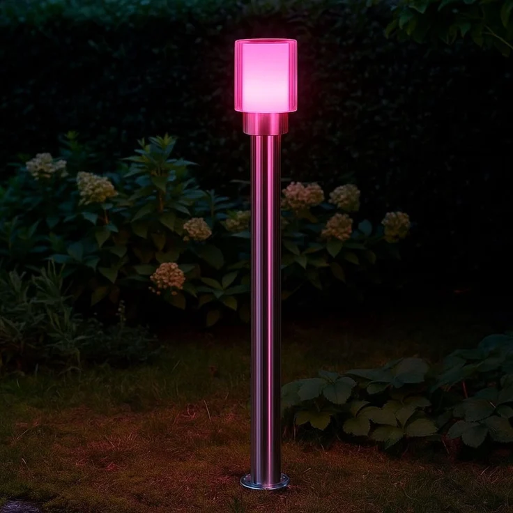 RGB LED Stehleuchte, Edelstahl, silber, weiß, H 80 cm – Bild 2