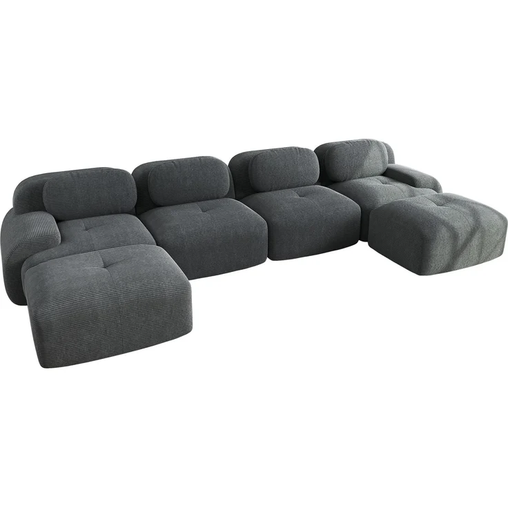EINHOM Modulares U-Sofa ohne Montage, Rahmenloses Sofa, atmungsaktiver Cordstoff, 32D hochelastische Polsterung, extra-breite Armlehnen, haustierfreundlich und ergonomisch für Wohnzimmer und Schlafzimmer, Grey – Bild 7