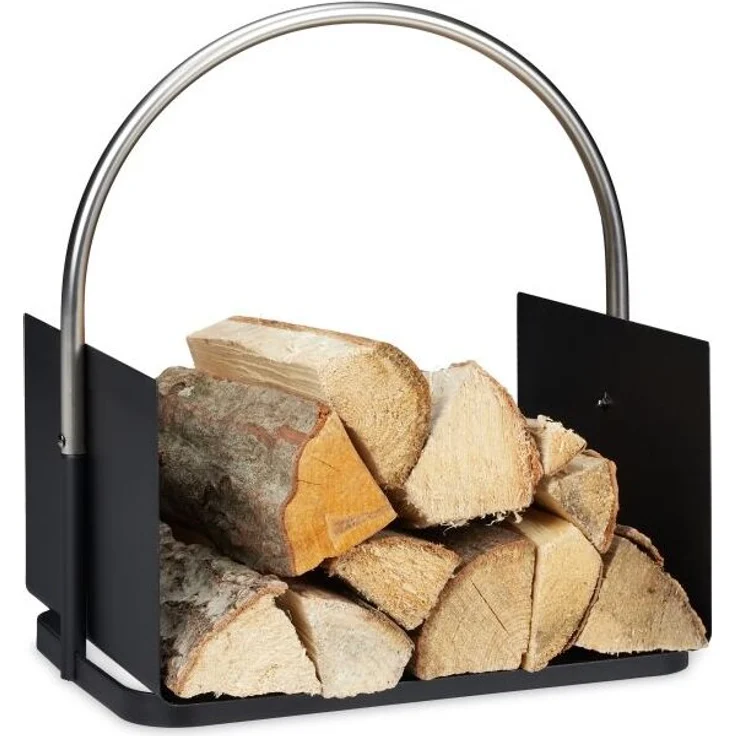 Kaminholzkorb schwarz 10034338 – Bild 1