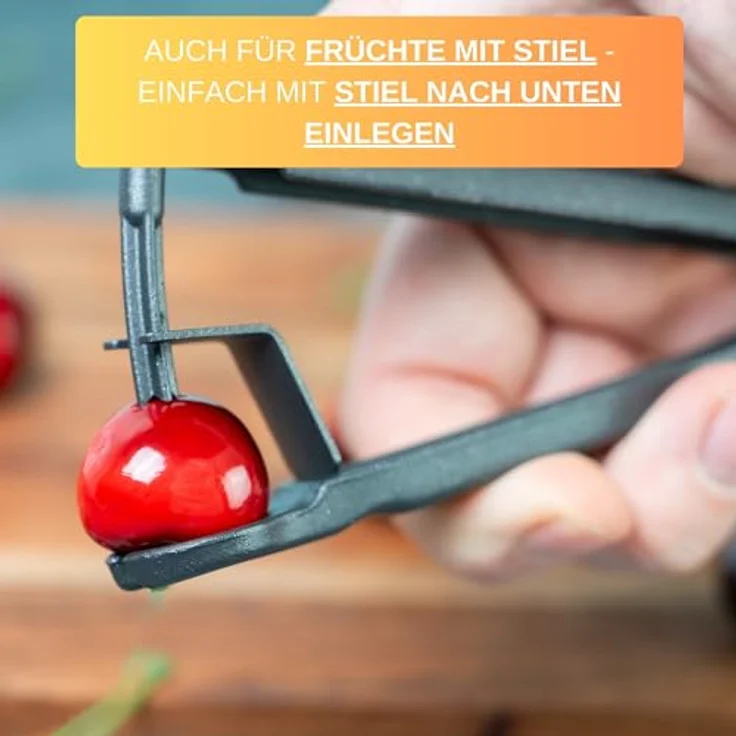Thiru Entkerner mit robustem sternförmigen Entkernstößel, Kirsch-und Pflaumenentsteiner Set, Made in Germany, Sparset für Kirschen und Pflaumen – Bild 10
